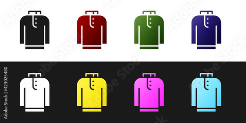 Set Shirt kurta icon isolated on black and white background. Vector