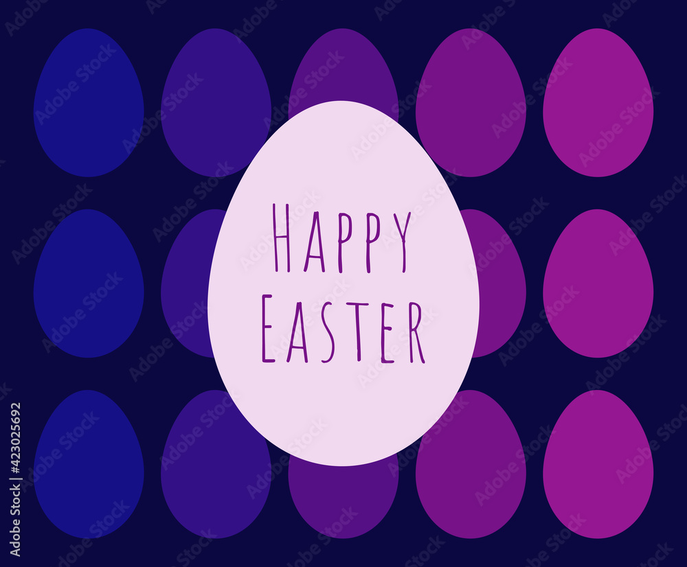 Easter eggs blue and purple card. Happy Easter illustration. Easter eggs blue and purple card. Happy Easter illustration.