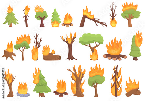 Burning forest icon. Cartoon of burning forest vector icon for web design isolated on white background