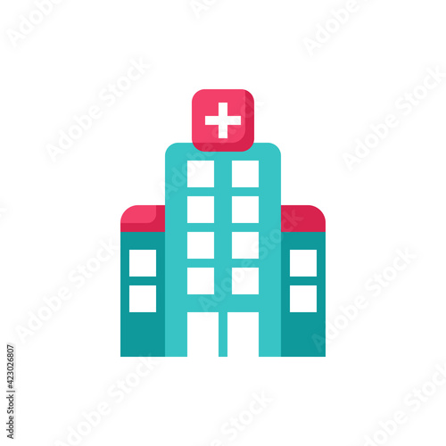 Hospital Icon Flat Icon Vector Illustration