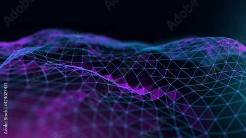 Blue blockchain technology animation. Network connection structure and information technology concept. Digital background futuristic. Seamless loop 4k.