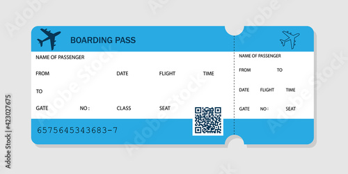 Realistic airline ticket.Paper boarding pass isolated on white background.Concept of travel, journey or business trip
