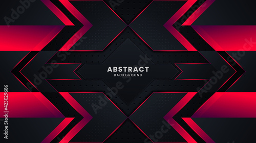 Modern black and red abstract geometric shapes background design template, gaming background template design