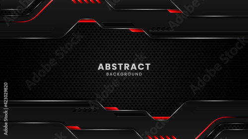 Modern black and red abstract geometric shapes background design template, gaming background template design