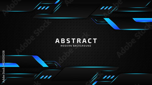 Modern blue abstract geometric shapes background design template, gaming background template design
