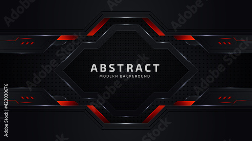 Modern red and black abstract geometric shapes background design template, gaming background template design