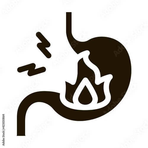 severe heartburn stomach pain icon Vector Glyph Illustration