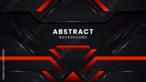 Modern red and black abstract geometric shapes background design template, gaming background template design