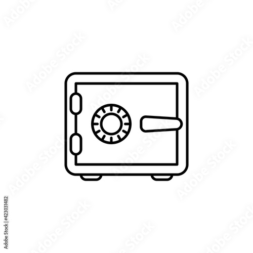Bank safe line icon. linear style closed safe isolated. Security single isolated modern abstract line design icon safe vault. Bank line icon outline simple sign linear style pictogram. Editable stroke