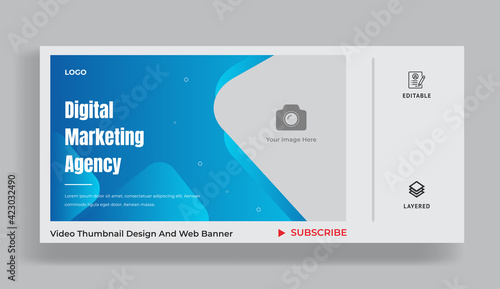 Video thumbnail and digital marketing web banner template