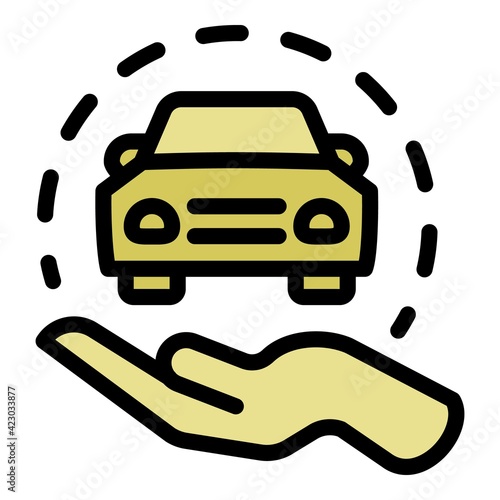 Take car sharing icon. Outline Take car sharing vector icon for web design isolated on white background