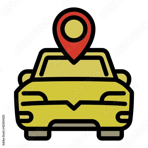 Location map car sharing icon. Outline Location map car sharing vector icon for web design isolated on white background