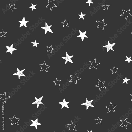 Star doodle seamless pattern. Background texture.