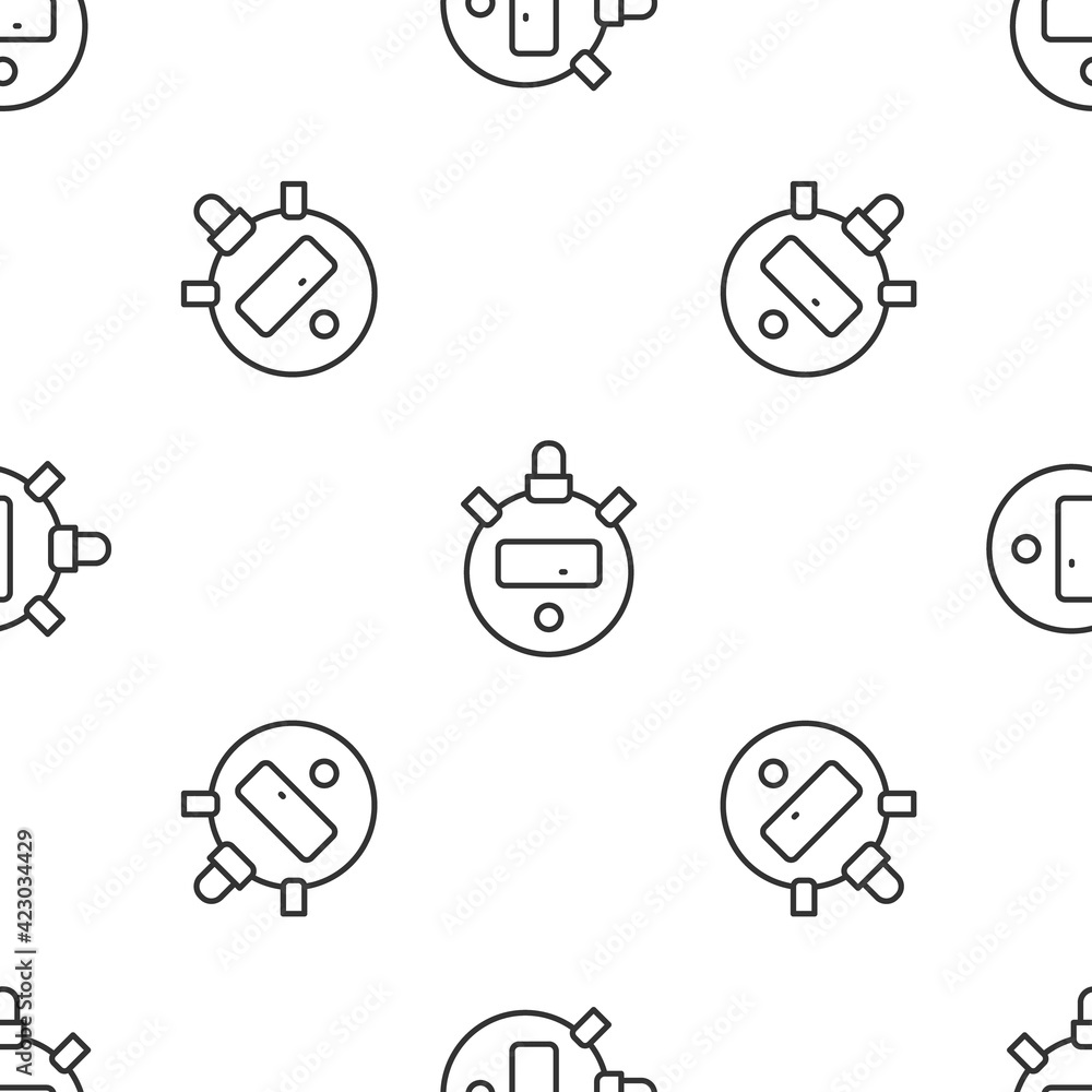Grey line Stopwatch icon isolated seamless pattern on white background. Time timer sign. Chronometer sign. Vector Grey line Stopwatch icon isolated seamless pattern on white background. Time timer sign. Chronometer sign. Vector