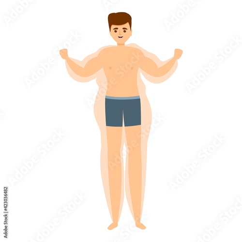 Boy slimming body icon. Cartoon of boy slimming body vector icon for web design isolated on white background