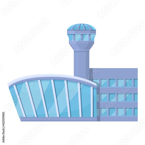 Airport control tower icon. Cartoon of airport control tower vector icon for web design isolated on white background