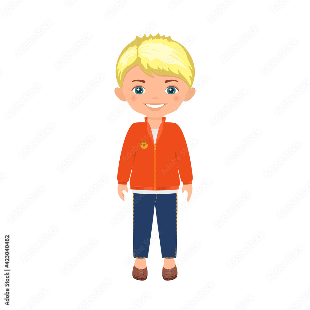 Cute boy character isolated on white background. Cartoon flat style Cute boy character isolated on white background. Cartoon flat style