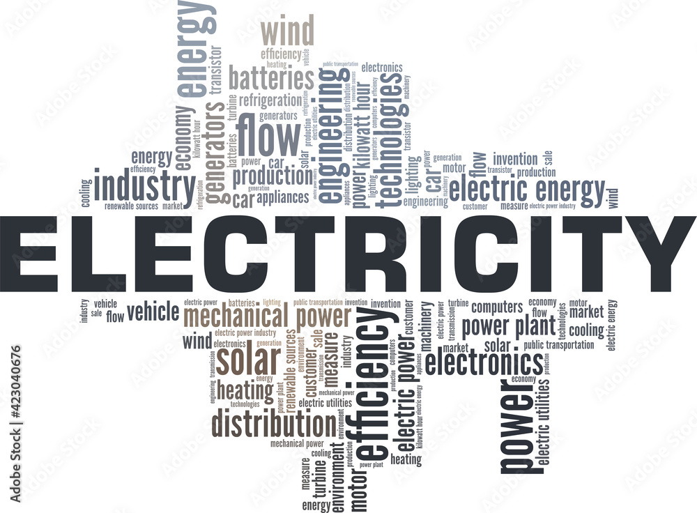 Electricity vector illustration word cloud isolated on a white background. Electricity vector illustration word cloud isolated on a white background.