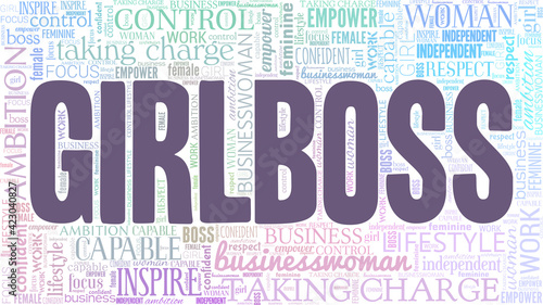 Girlboss vector illustration word cloud isolated on a white background.