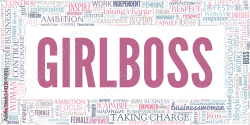 Girlboss vector illustration word cloud isolated on a white background.