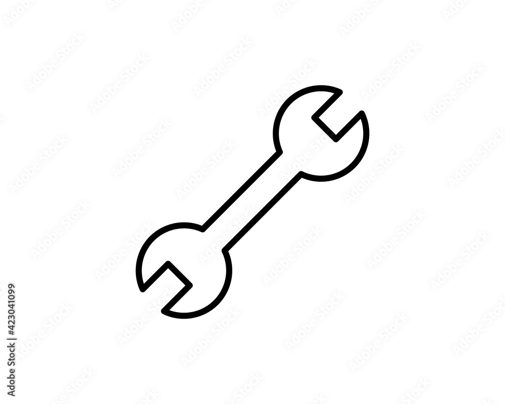 Wrench outline vector icon. Thin line black wrench icon, flat vector simple element illustration from editable construction concept isolated on white background Wrench outline vector icon. Thin line black wrench icon, flat vector simple element illustration from editable construction concept isolated on white background