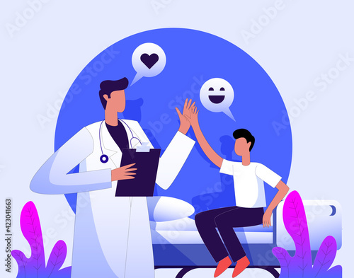 Medical Doctor with children patient illustration concept vector