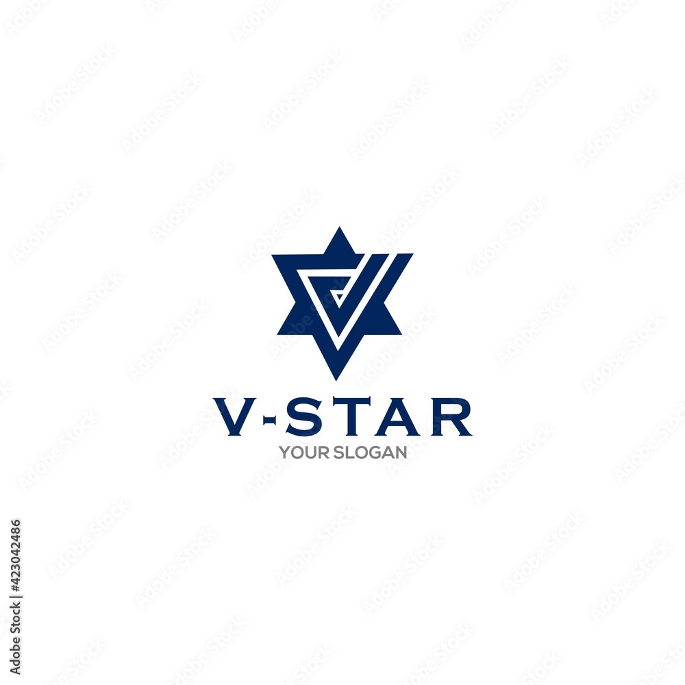 V Star Logo Design Vector