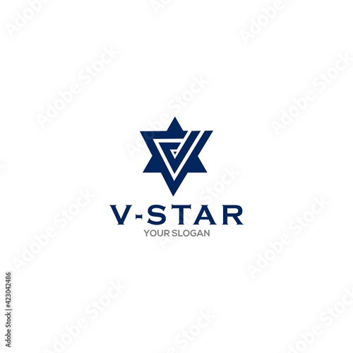 V Star Logo Design Vector