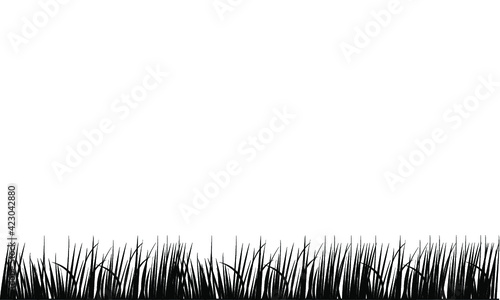 Black grass border isolated on a white background