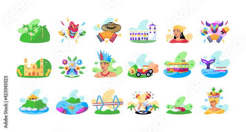 Set of Colombian tourist attractions - Vector illustration photo