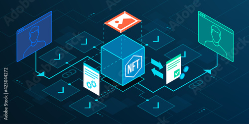 Artist and collector exchanging NFT cryptoart