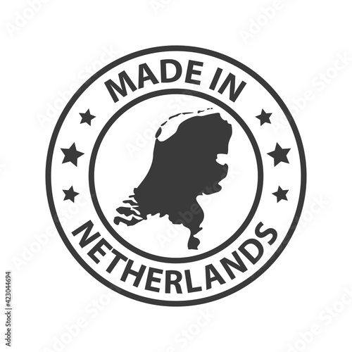Made in Netherlands icon. Stamp made in with country map