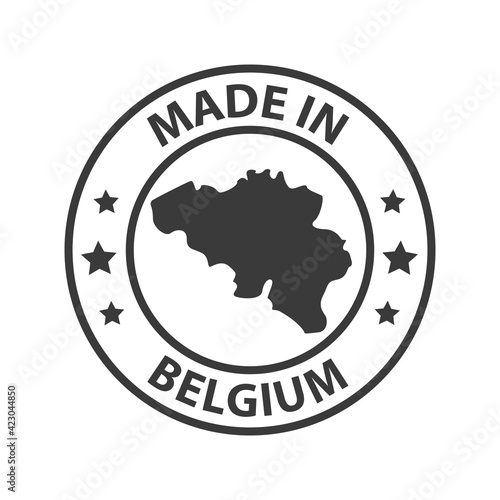 Made in Belgium icon. Stamp made in with country map