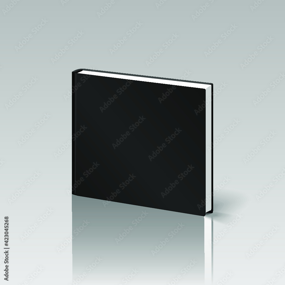 Black square blank book isolated on a gray background. 3d rendering Black square blank book isolated on a gray background. 3d rendering
