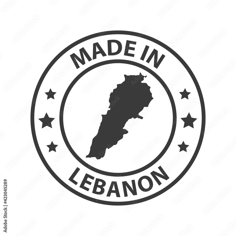 Made in Lebanon icon. Stamp made in with country map Made in Lebanon icon. Stamp made in with country map