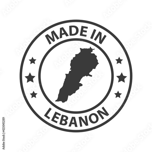 Photo Made in Lebanon icon. Stamp made in with country map