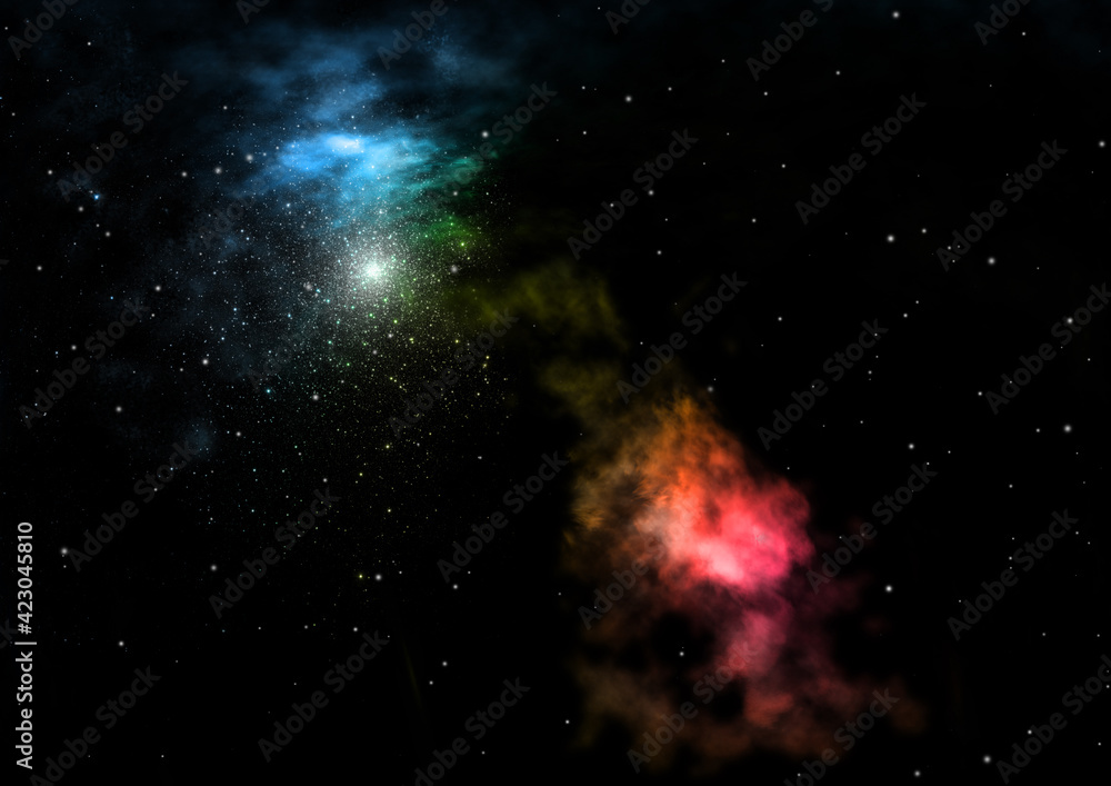 Obraz premium Being shone nebula and star field. 3D rendering
