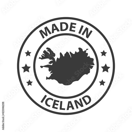 Made in Iceland icon. Stamp made in with country map