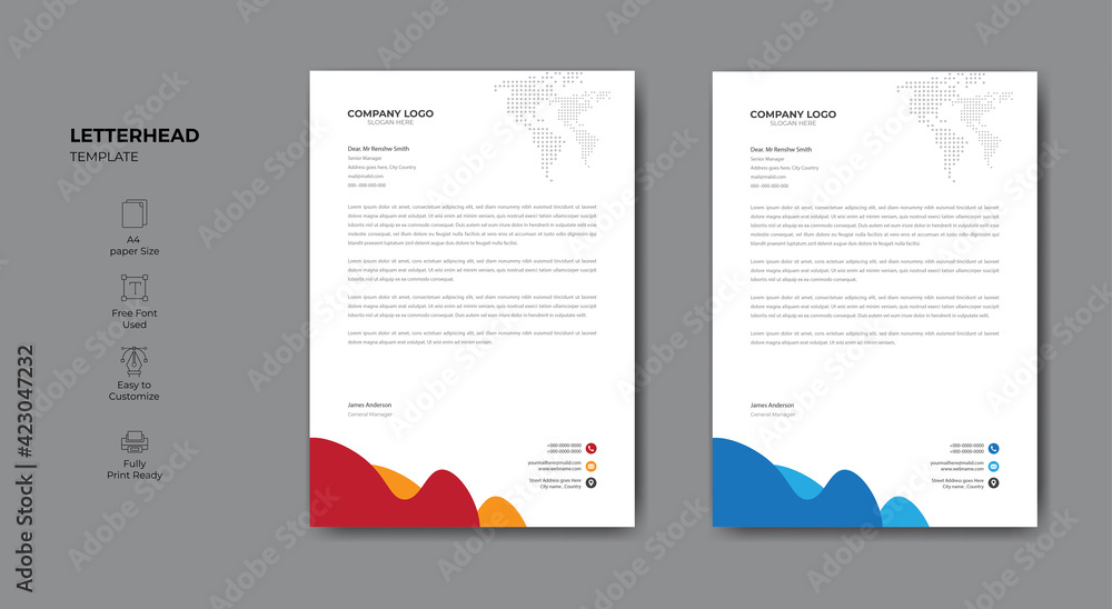 Minimalist style letterhead template design for your business.