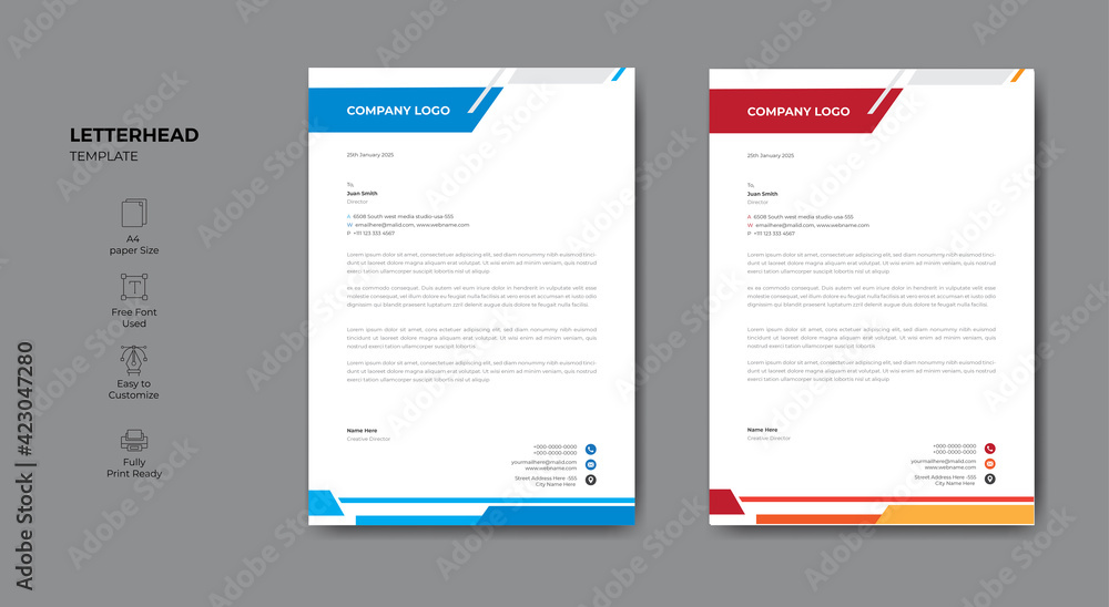 Minimalist style abstract letterhead template design for your business
