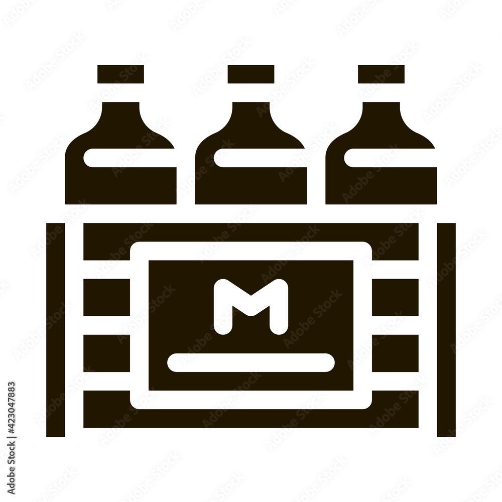pack of milk bottles icon Vector Glyph Illustration pack of milk bottles icon Vector Glyph Illustration