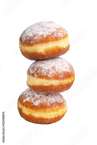 Bright tasty berliner donuts ball isolated on the white background