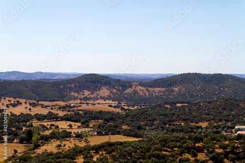 Panoramica, Paisaje o Vista en el pueblo de Aracena, provincia de Huelva, comunidad autonoma de Andalucia, pais de España