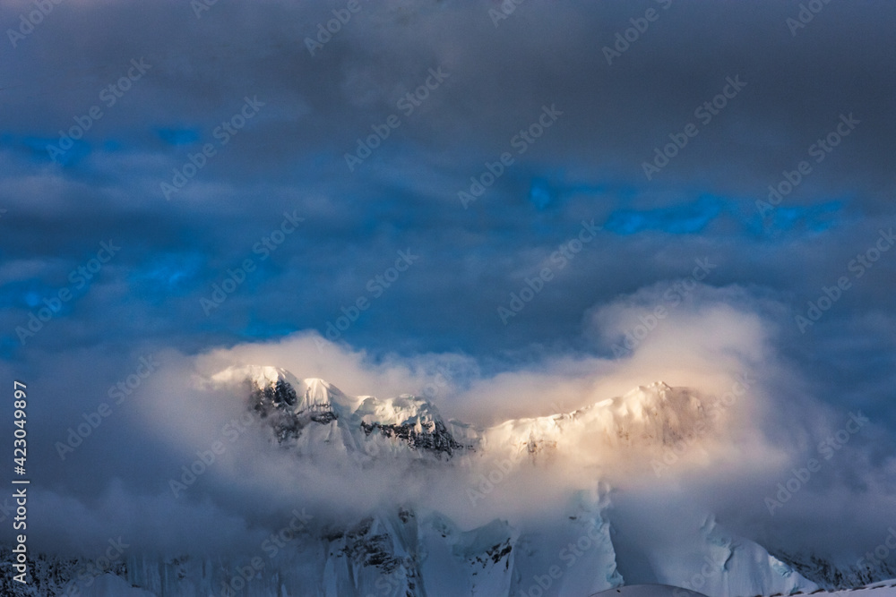 Illuminated mountain peaks of Antarctica Illuminated mountain peaks of Antarctica