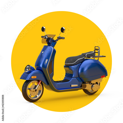 Blue Classic Vintage Retro or Electric Scooter. 3d Rendering