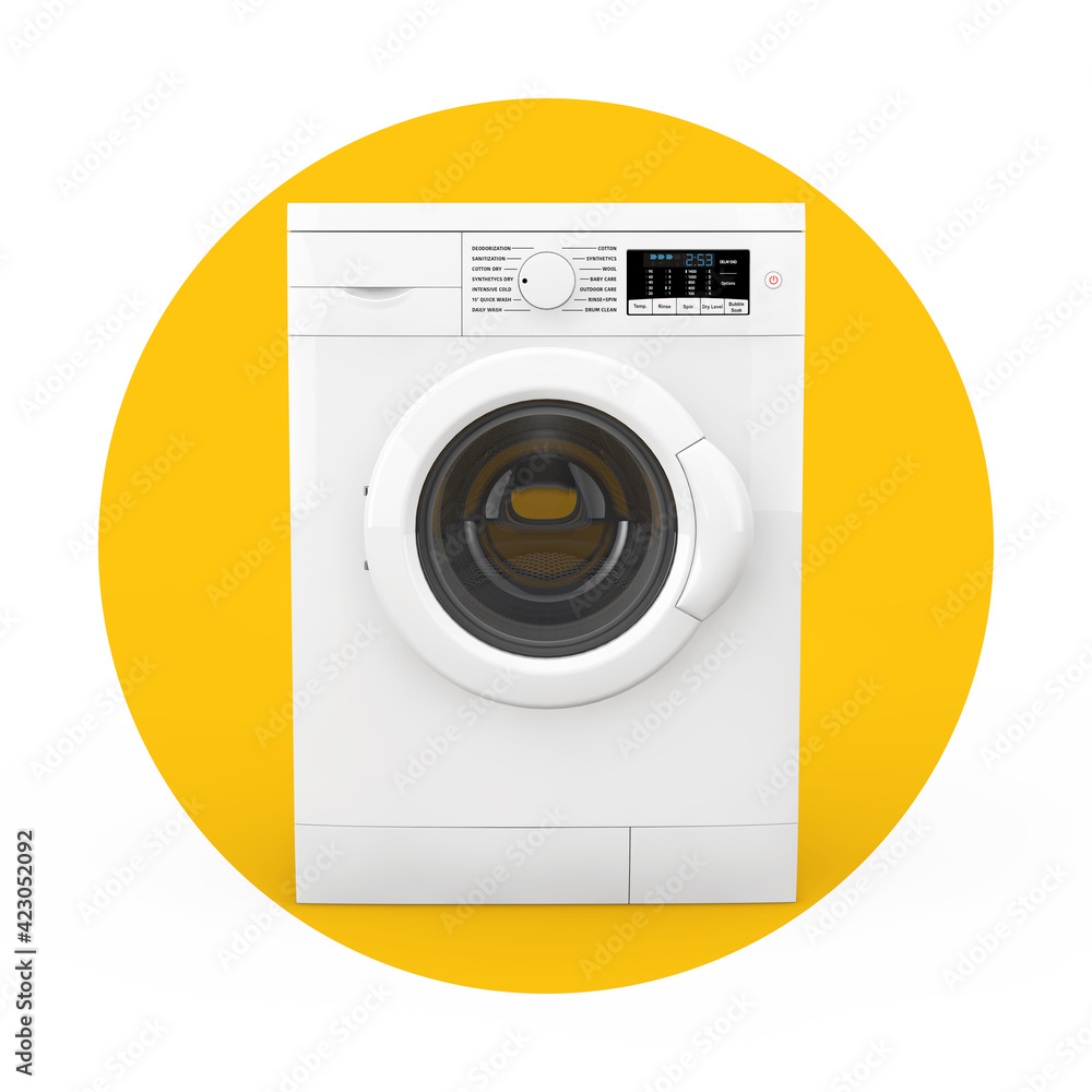 Modern White Washing Machine. 3d Rendering