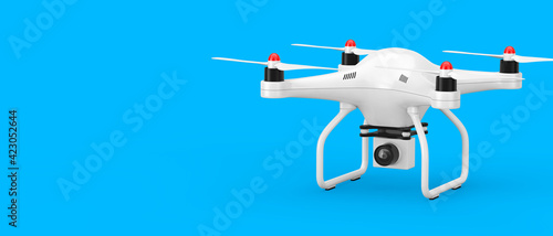 White Drone with Photo Camera . 3d Rendering