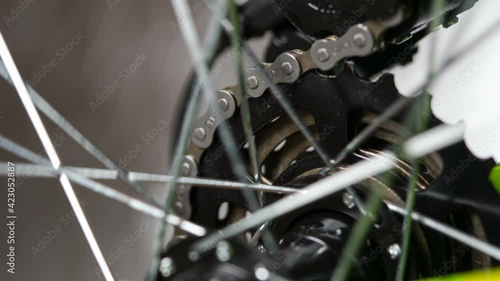 Lubrication of the Bicycle Mechanism. The bicycle chain rotates the