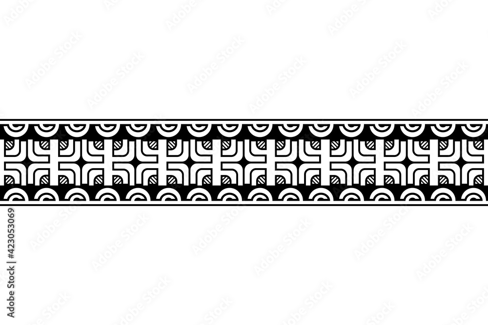 Polynesian Armband Tattoo Stencil Set. Pattern Samoan. Black and White  Texture Stock Vector - Illustration of maori, element: 256293563