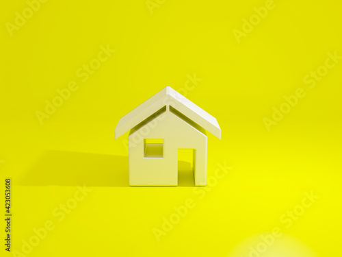 House with icon shape isolated in a yellow background